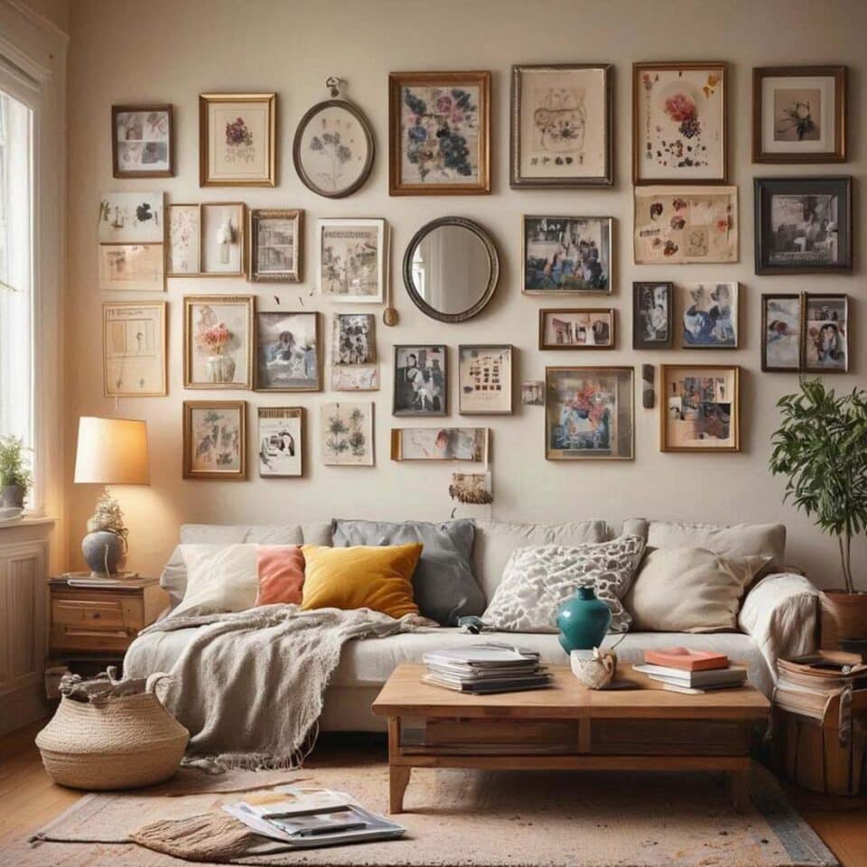 cluttercore and clustered frames 2026 wall art trends