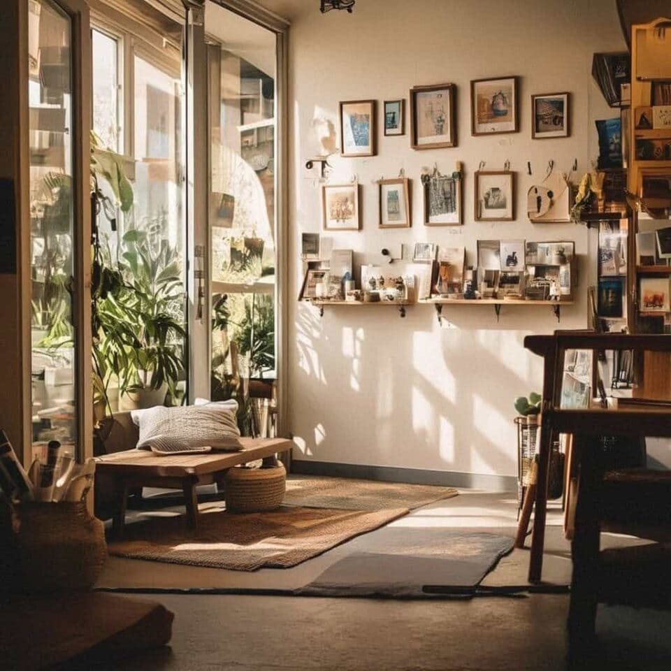 eclectic concept store visual merchandising wall art