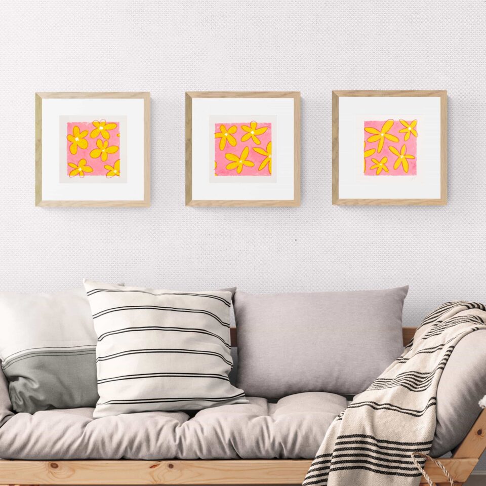 fine art wall print triptych flower power