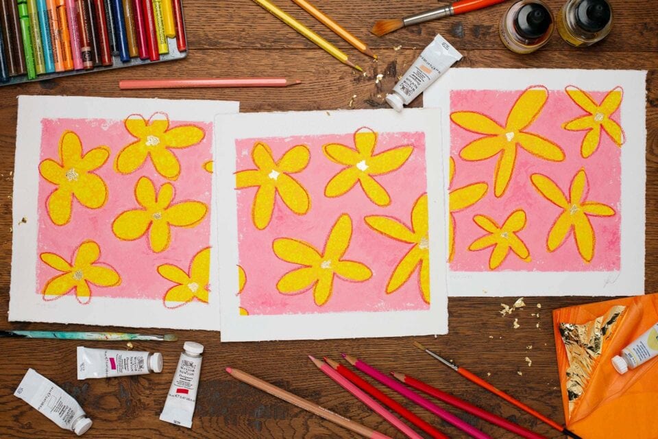 flower power fine art wall print triptych